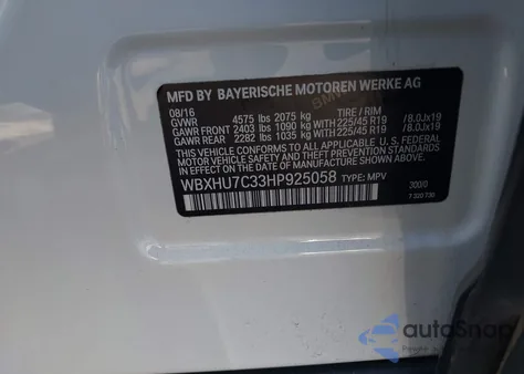 2017 BMW X1 Sdrive28I from USA, damaged, VIN WBXHU7C33HP925058